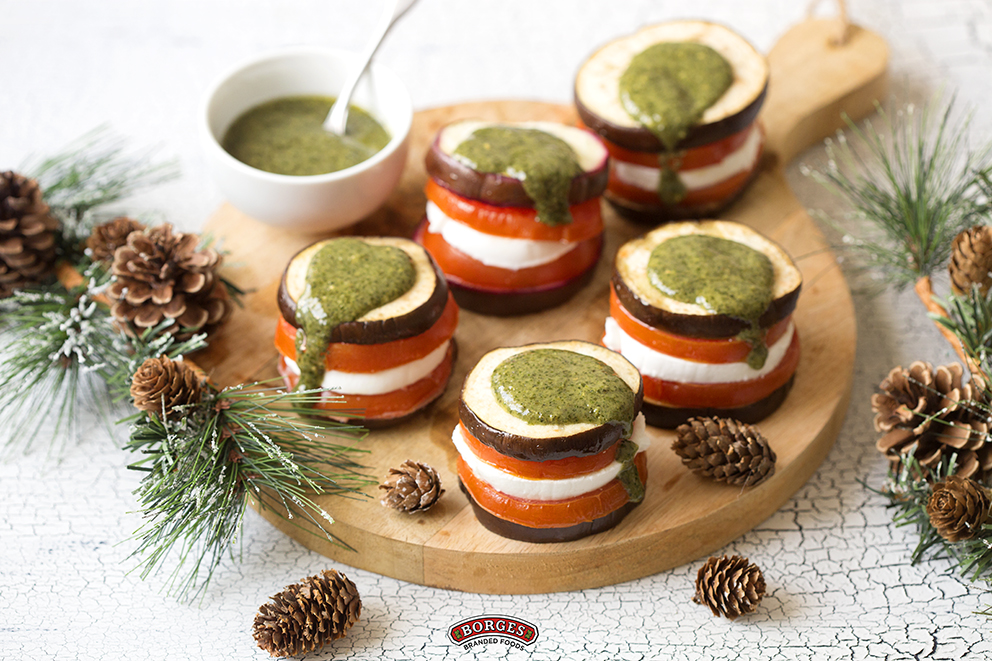 BORGES - Milhojas de berenjena y tomate al pesto