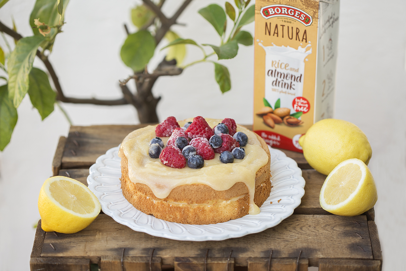 Easy sponge cake with lemon cream and berries