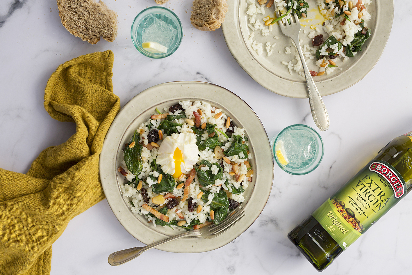 Borges - Rice with spinach and poached egg